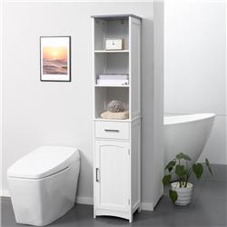 Picture of 212 Main 834-364LG Kleankin Tall Storage Bathroom Cabinet with 3 Tier Shelf&#44; White & Grey