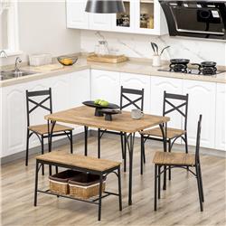 Picture of 212 Main 835-690V01WN Homcom Industrial Dining Table Set&#44; Rustic Brown - 6 Piece