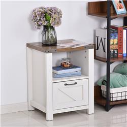 Picture of 212 Main 838-006WT Homcom Nightstand Industrial Side Table with 1 Drawer & 1 Shelf - White