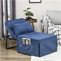 Picture of 212 Main 839-669V80BU Homcom 4 in 1 Multi-Function Button Tufted Folding Sleeper Chair Bed with Adjustable Backrest Ottoman Sofa Bed - Blue