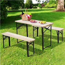 Picture of 212 Main 840-023 6 ft. Outsunny Portable Picnic Table & Bench Set - Black & Natural Wood