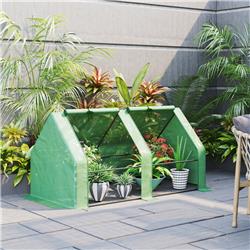 845-204V03GN 6 x 3 x 3 ft. Outsunny Portable Mini Greenhouse Outdoor Garden with Large Zipper Doors & Water UV PE Cover - Green