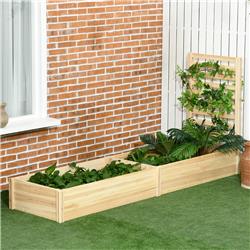 845-874V00ND 91 x 24 x 43 in. Outsunny Wood Planter Box with Trellis for Climbing Plants - Natural