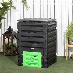 845-915V00BK 120 gal Outsunny Garden Composter Bin with 80 Vents & 2 Sliding Doors - Black -  212 Main