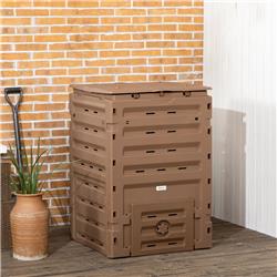 845-915V00BN 120 gal Outsunny Outdoor Garden Composter Bin with 80 Vents & 2 Sliding Doors - Brown -  212 Main