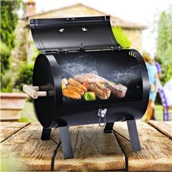 846-056 20 in. Outsunny Charcoal Barbecue Grill with Wooden Handle Mini Small Portable Outdoor Camping Smoker Charcoal Grill Side Fire Box - Black -  212 Main