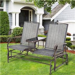 Picture of 212 Main 84A-011 Outsunny 2-Person Outdoor Glider Bench with Center Table - Brown
