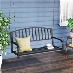 Picture of 212 Main 84A-035 484 lbs Outsunny 2 Person Front Hanging Porch Outdoor Steel Swing Bench with Sturdy Chains - Black