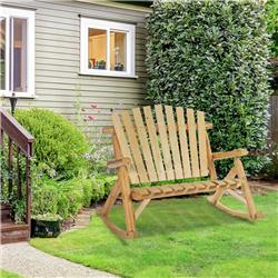 Picture of 212 Main 84A-045 Outsunny Outdoor Adirondack Rocking Chair with Log Slatted Design - Burlywood