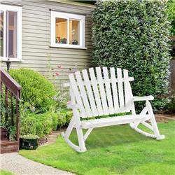 Picture of 212 Main 84A-045WT Outsunny Outdoor Adirondack Rocking Chair with Log Slatted Design - White