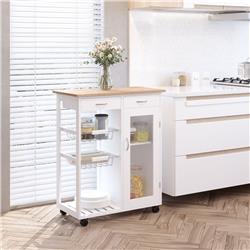 Picture of 212 Main 801-023 Homcom Rolling Portable Kitchen Island Cart with Shelf & Storage - White