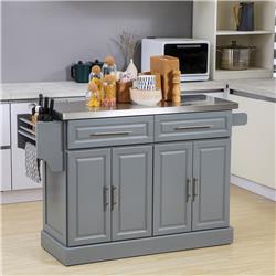 Picture of 212 Main 801-059GY Homcom Rolling Kitchen Island with Storage - Grey
