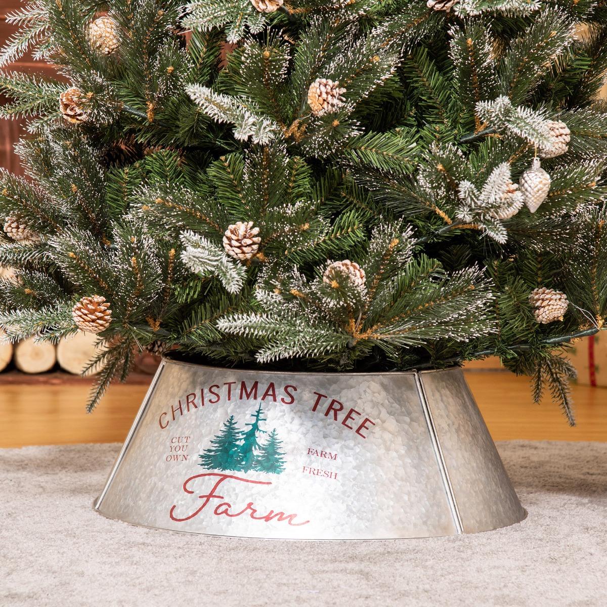 Picture of 212 Main 830-425 26 in. Homcom Christmas Tree Collar Steel Tree Ring Skirt Home Xmas Decoration with Christmas Tree - Silver