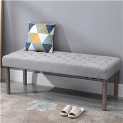 Picture of 212 Main 837-064V80GY Homcom SimpleTufted Upholstered Ottoman Accent Bench with Soft Comfortable Cushion & Fashionable Modern Design - Grey