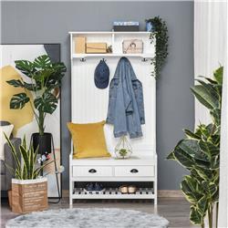 Picture of 212 Main 837-106V80 Homcom Entryway Hall Tree Coat Rack Bench with Shoe Storage - Foyer White