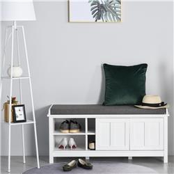 Picture of 212 Main 837-113V80 Homcom Shoe Storage Bench Ottoman with Adjustable Shelf - White