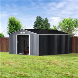 Metal Storage Shed - Dark Grey - 13 x 11 ft. - Durable & Weatherproof