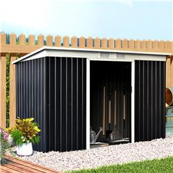 Metal Garden Storage Shed - Gray - 9 x 4.5 x 5.5 ft - Rust-Resistant Design