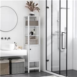 Picture of 212 Main 370-132 Homcom Freestanding Wood Bathroom Storage Tall Cabinet Organizer Tower with Shelves & Compact Design - White
