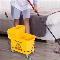 HOMCOM 9.5 Gal. Grey Mop Bucket with Wringer Cleaning Cart 4