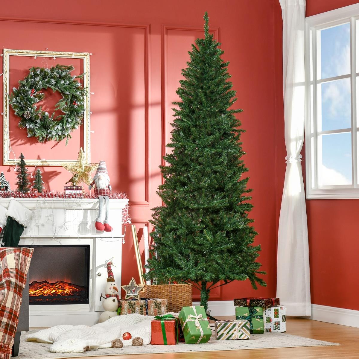 830-184 7 ft. Homcom Tall Unlit Slim Fir Artificial Christmas Tree with Realistic Branches - Green -  212 Main