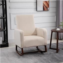 Picture of 212 Main 833-860V80CW Homcom Accent Lounge Rocking Chair with Solid Curved Wood Base & Linen Padded Seat - Cream White