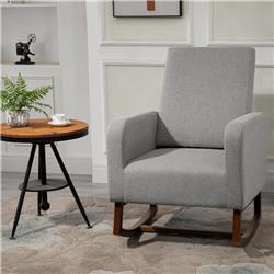 Picture of 212 Main 833-860V80GY Homcom Accent Lounge Rocking Chair with Solid Curved Wood Base & Linen Padded Seat - Grey