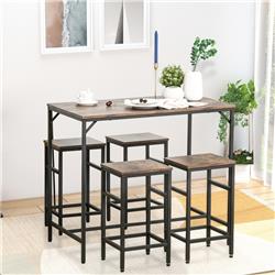 Picture of 212 Main 835-337V80 Homcom Industrial Dining Table Set&#44; Rustic Brown & Black - 5-Piece