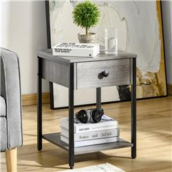 Picture of 212 Main 839-171GY Homcom Industrial End Table with Storage Shelf - Grey