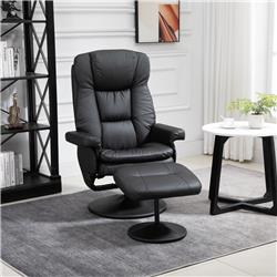 Picture of 212 Main 839-199BK Homcom Recliner & Ottoman with Wrapped Base - Black