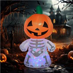 Picture of 212 Main 844-491V80MX 6 ft. Homcom Halloween Inflatables Smiling Skeleton Ghost with Pumpkin Head
