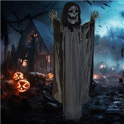 Picture of 212 Main 844-507V00GY Outsunny Life Size Outdoor Halloween Decorations Skeleton Witch - Grey