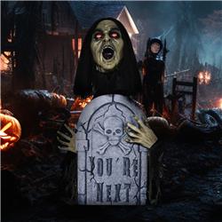 Picture of 212 Main 844-512V00MX Outsunny Life Size Outdoor Halloween Decorations Female Ghost with Tombstone - Black