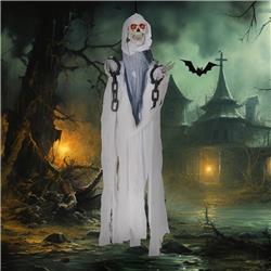 Picture of 212 Main 844-515V00WT Outsunny Life Size Outdoor Halloween Decorations Hanging Grim Reaper in Robe - White