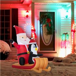 Picture of 212 Main 844-566V80MX 5 ft. Outsunny Inflatable Christmas Santa Claus & Penguin on Sleigh