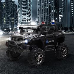 Picture of 212 Main 370-082BK 12V Aosom Kids Electric Police Car Ride-on Toy for Kids with Full LED Lights - Black