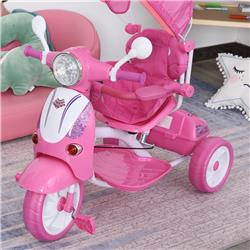 Picture of 212 Main 370-093PK Qaba Children Tricycle 3 Wheel Removable Motorcycle Foldable Toddler Bike with Sunshade - Pink