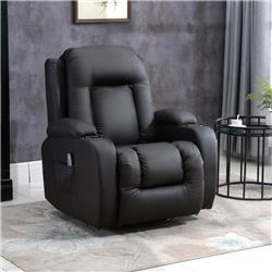 700-088V81BK HomCom Luxury Faux Leather Heated Vibrating Chair, Black -  212 Main