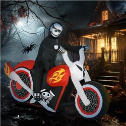 Picture of 212 Main 830-105 7.5 ft. HomCom Inflatable Halloween Ghost Riding a Motorcycle - Black&#44; Red & White