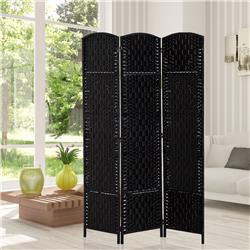 Picture of 212 Main 830-160BK 6 ft. Tall HomCom Wicker Weave 3 Panel Room Divider Wall Divider&#44; Black