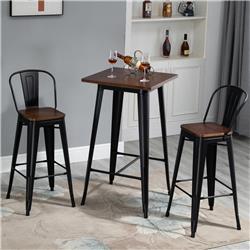 Picture of 212 Main 835-294BK HomCom Industrial Dining Table Set&#44; Black & Brown - 3 Piece