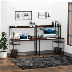 Picture of 212 Main 836-217V80BN HomCom 2 Person Desk with Open Shelf&#44; Black & Brown