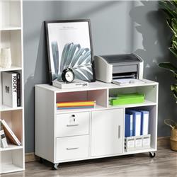 836-269V80 HomCom Printer Stand Home Office Mobile Cabinet Organizer, White