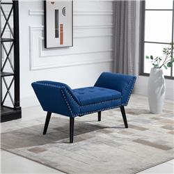 Picture of 212 Main 839-009V80BU HomCom Modern Button Tufted Sitting Bench & Upholstered Ottoman for Bedroom&#44; Blue