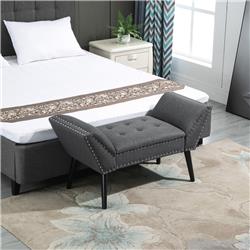 Picture of 212 Main 839-009V80CG HomCom Modern Button Tufted Sitting Bench & Upholstered Ottoman for Bedroom&#44; Charcoal Gray