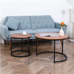Picture of 212 Main 839-150 HomCom Round Nesting & Coffee Table&#44; Dark Walnut - Set of 2
