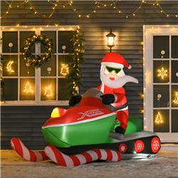 Picture of 212 Main 844-376V80 7 ft. HomCom Christmas Inflatable Santa Claus Driving a Snowmobile&#44; Green & Red