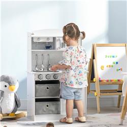 Picture of 212 Main 350-136V80WT Qaba Wooden Play Kitchen with Lights Sounds&#44; White