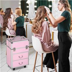 Picture of 212 Main 501-009V01PK HomCom Rolling Makeup Train Case&#44; Pink
