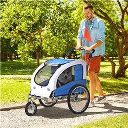 Picture of 212 Main 5663-1291 Aosom Dog Bike Trailer 2-in-1 Pet Stroller with Canopy & Storage Pockets&#44; Blue